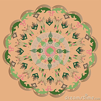 Forest Green and Medium Aquamarine pattern on the salmon background Vector Illustration